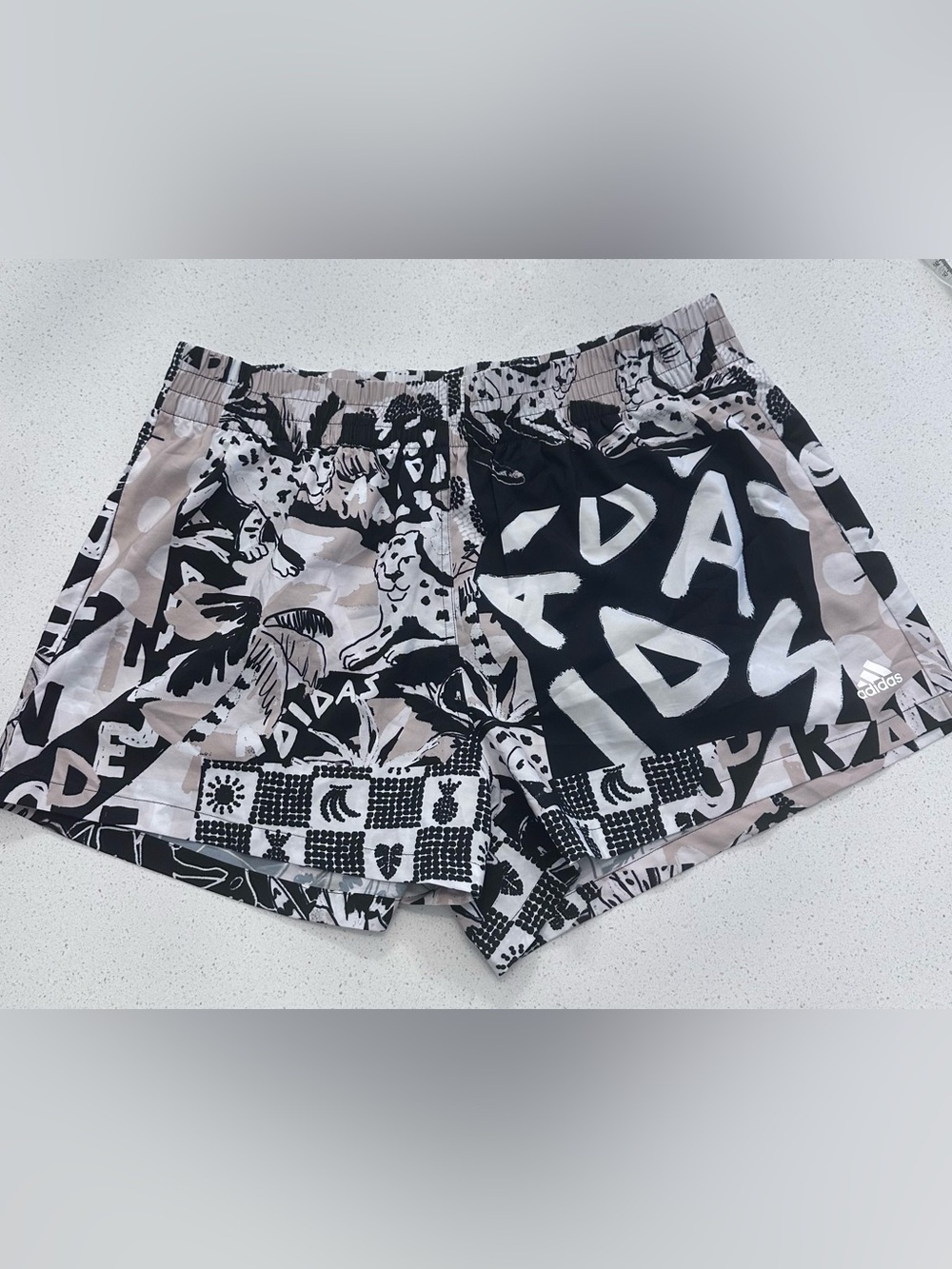 adidas Women's Black & White Graphic Athletic Shorts